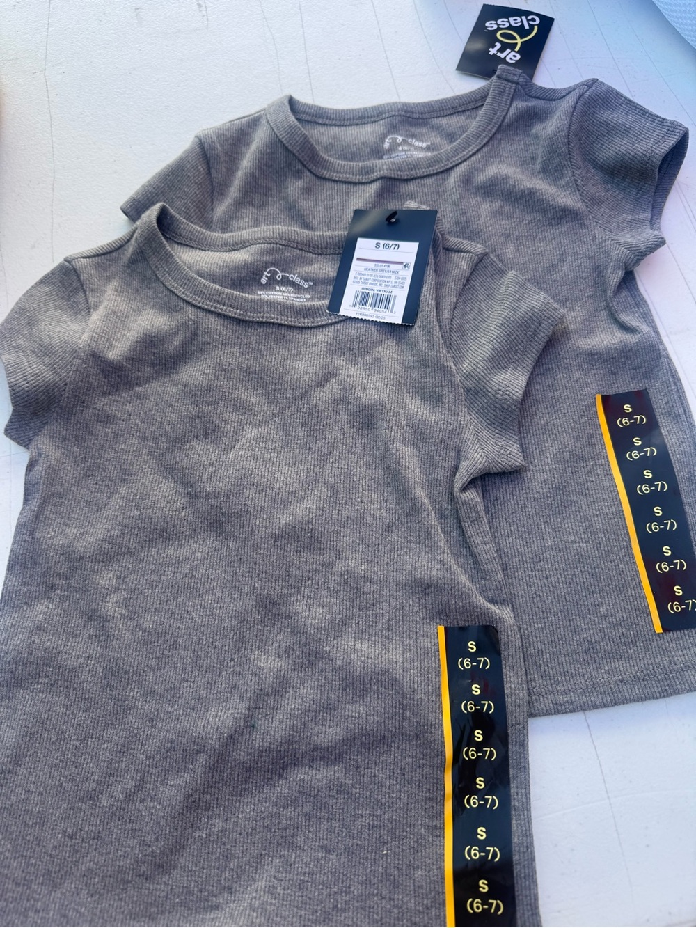 art class Gray Ribbed Short Sleeve Kids Tee Set